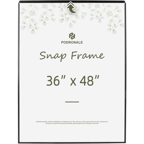 36x48 Poster frame, Plexiglass, Black Snap Frames, Coating Aluminum Profile, Display Horizontally & Vertically（1PCS）