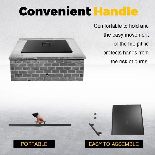 Fire Pit Cover Lid 34 x 34 Square Drop-in Outdoor Fireplace Cover Lid Multiple Sizes and Shapes Available Alloy Steel