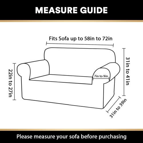 PrinceDeco Stretch Loveseat Sofa Cover Slipcover Couch Cover for 2 Cushion Sofa Washable Sofa Cover for Pets Friendly Furniture Protector Covers with Non Slip Bottom(Loveseat, Ivory)