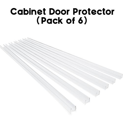 Cabinet Protector Edge Guard (Pack of 6), 24 Clear PVC Cabinet Edge Protectors for 3/4 Thick Kitchen Cabinets Doors – Slip-On No-Tool Sliding Installation