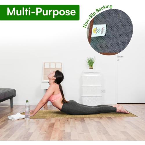 70 x 35 inch Natural Bamboo Area & Kitchen Rug | Bath & Shower Mat | Indoor Runner Mat | Anti-Slip and Roll-Up (Carbonized, 70 x 35 inch)