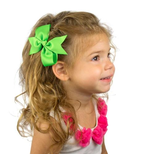 My Lello Medium 4 Girls Split Tails Boutique Grosgrain Hair-Bow Mixed Variety 6 Pack Rainbow Primary Shades