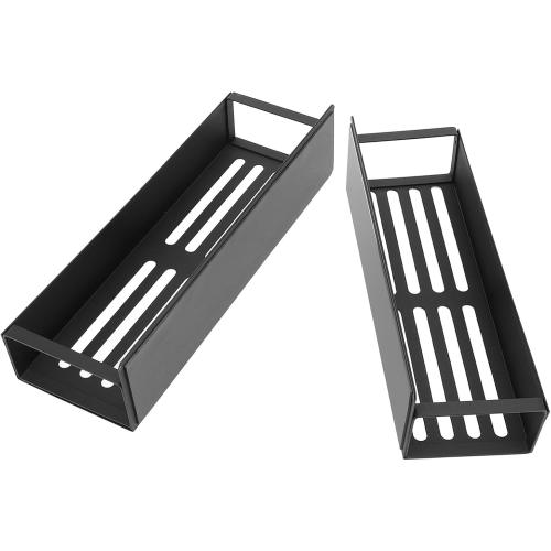 Magnetic Rack for Refrigerator, Magnetic Fridge Shelf for Kitchen, Wall Mounted Organizer with Hooks, Metal Black Shelves for Microwave Oven (2PCS Set)