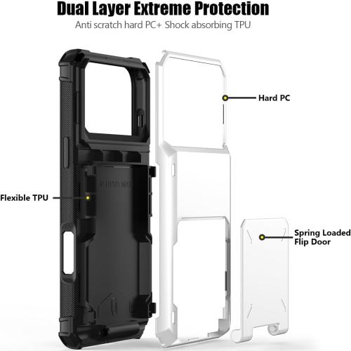 Nvollnoe Compatible with iPhone 17 Pro Max Case with Card Holder[Store 5 Cards] Dual Layer Heavy Duty Shockproof Wallet Case with Hidden Card Slot Large Storage Cover for Men&Women 6.9''(White)