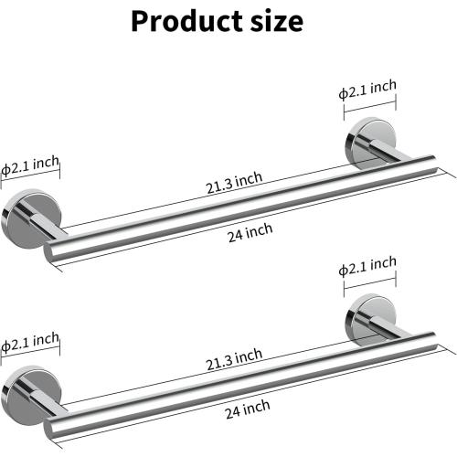 Cilee 2 Pieces Polished Chrome Bathroom Towel Bar, 24 Inch Double Towel Racks,Bathroom Towel Holder Towel Bar for Bathroom Stainless Steel Wall Mount