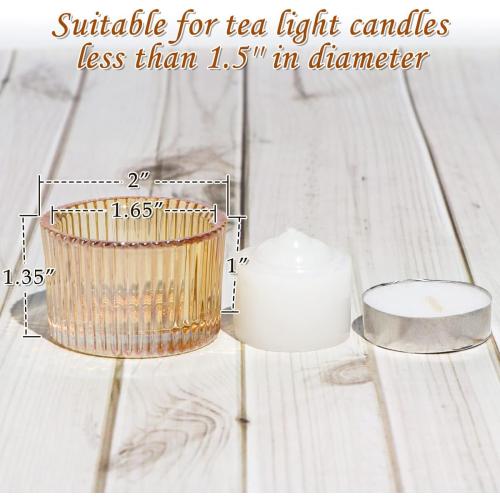 Tealight Candle Holder Set of 12,Gold Small Votive Candle Holders for Table Centerpiece,Glass Tea Light Candles Holder for Party&Home,Wedding Decor(2''Dia*1.4''H)