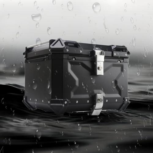 (UNLOCKED MAYBE MISSING KEYS) Motorcycle Tail Box 36L/45L Heavy-Duty Delivery Cargo Trunk with Waterproof Lid & Anti-Shock Base-Universal Rear Storage Case for Food Delivery, Courier, Riders, Black (36L)