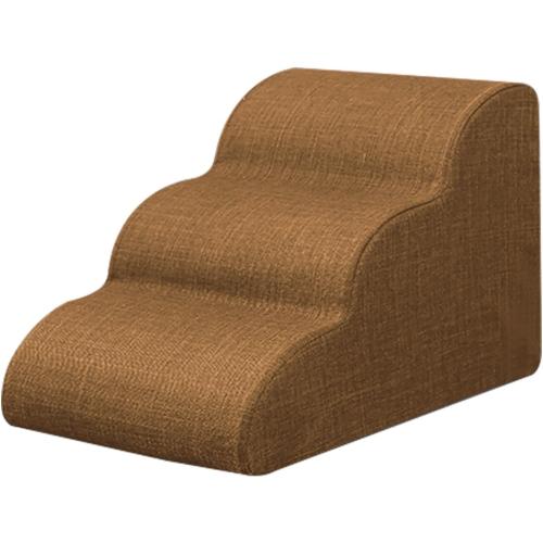 Dog Ramp for Couch, Extra Wide Pet Ramps with Durable Non-Slip Fabric Cover, Ramp for Small Dog, 3-Tiers(Brown)