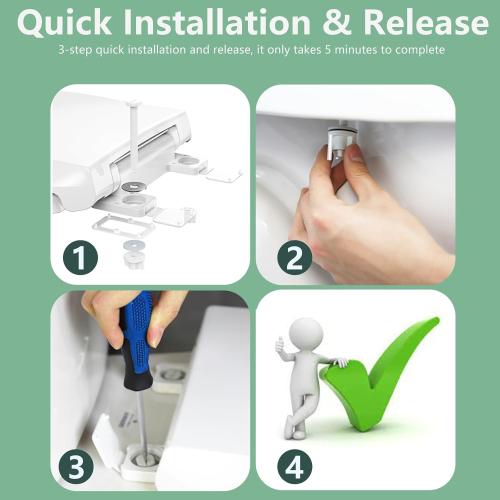Toilet Seat Round Soft Close16.5'', Toilet Lid Slow Close Quiet No Slam, Easy Installation & Release，Safe PP Material Easy Clean, Comfortable Ergonomic Design, 2 Years Support, White Plastic