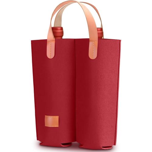 Wine Bags - 2 Bottle Felt Gift Bags for Wine, Perfect for Birthday, Wedding, Graduation, Christmas & Thanksgiving