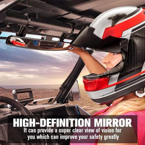 BLACK ISSYAUTO 15 Ultra Clear SXS UTV Center Mirror Compatible with Polaris RZR 800 900 1000 Turbo PRO XP, Pioneer 1000, Arctic Cat Wildcat, UTV Rear View Mirror with Convex Design Only Fit 1.75 Roll Bar