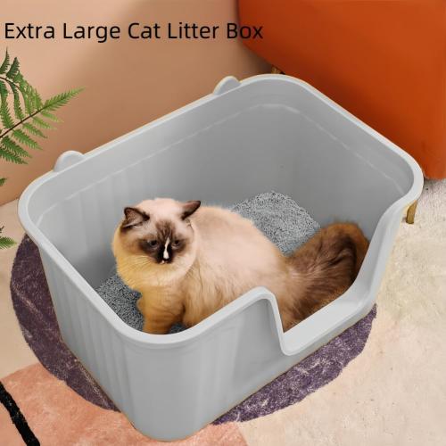 Extra Large Cat Litter Box 25.2 L x 18 W x 14 H Jumbo Cat Litter Box for Multi Cat Households, High Sided Litter Box& Top Entry,Anti-Splashing Kitty Litter Box Easy Cleaning.Gray
