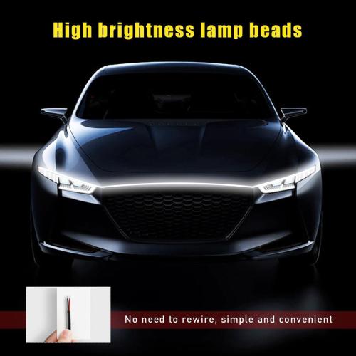 79 Inch Car Hood Light Strip, Exterior Flexible Daytime LED Running Light, Waterproof Auto LED Strip Light with Dynamic Scan Start-up Effect, Car Accessories for SUV Truck (White)