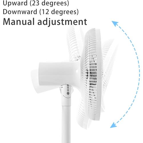 7 Blades 14.5-Inch 4-Speed Oscillating Pedestal Floor Fan, Adjustable Height, Stand Fan for Home, DC Motor, With Remote Control, Timer, Tilted Head, Bedroom, Office, Kitchen and Living Room