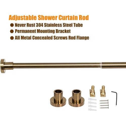 Artiwell Heavy Duty Shower Rod, Adjustable Shower Curtain Rod, Expandable 47-84 Inch, Permanent Mount Shower Rod, Never Rust Stainless Steel for Window Curtain and Closet, Champagne Bronze