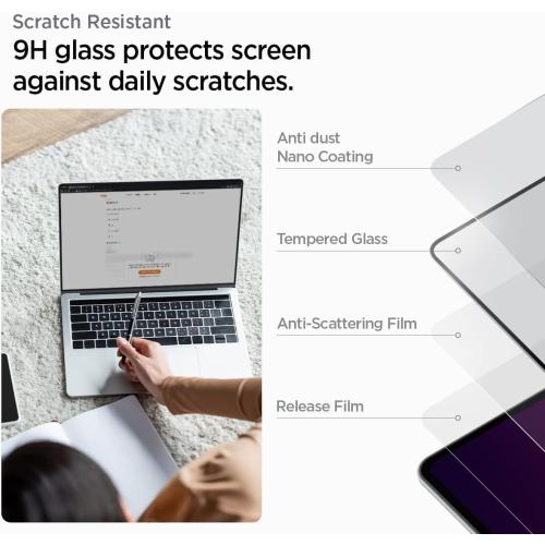 Spigen Tempered Glass Screen Protector [GlasTR Slim] Designed for MacBook Pro 16 inch (M5 Pro / M5 Max / M4 series / M3 series / M2 series / M1 series) | (M5 Max 2026 / M4 Series / M3 Series / M2 Series / M1 Series), Full Coverage, Crystal Clear Protection with Black Edge