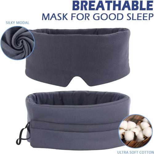 Mavogel Sleep Mask, Modal Material Eye Mask for Sleeping, Ultra Soft Skin Friendly Full Eye Covers for Women Men, Light Blocking Sleeping Mask for Travel Yoga Nap, Fully Adjustable Strap, Dark Grey