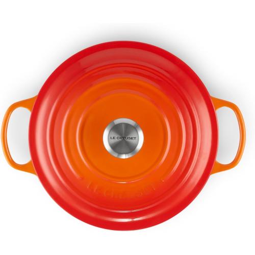 Le Creuset Enameled Cast Iron Signature Round Dutch Oven with Lid, 5.5 Quart, Flame color ivory