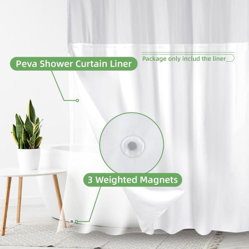 1 Pack PEVA Snap-in Shower Curtain Liner Replacement,Compatible with No Hook Shower Curtain with Snap in Liner, Removable & Water-Repellent,Machine Washable,70x54,Frost