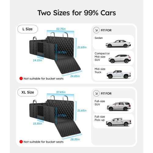 Wigoo 2025 Upgrade Dog Truck Seat Cover for Back Seat [400lbs Hard Bottom, Heavy Duty Material] Anti-Scratch Waterproof Backseat Pet Extender Hammock for Car, Fits Large Sedan SUV Truck Van, Size XL