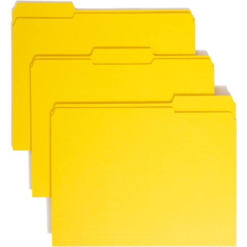 Set of 100 Color yellow Smead File Folder, Reinforced 1/3-Cut Tab, Letter Size, Yellow, 100 per Box (12934)