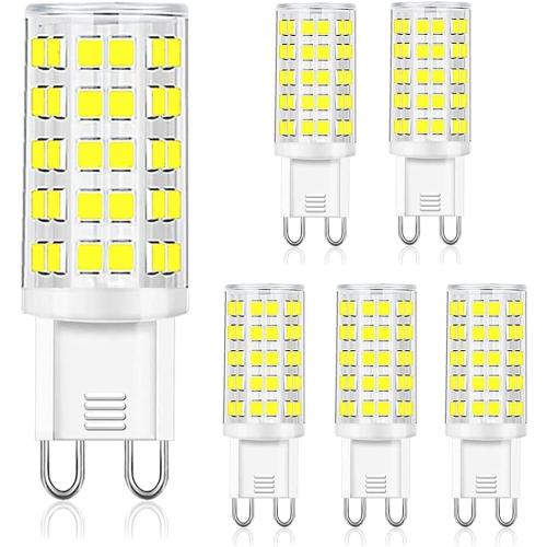 G9 LED Light Bulb Daylight Dimmable 6W,(60W Halogen Equivalent),6000K 120V No-Flicker G9 Bi Pin Base LED Bulbs for Chandeliers, Home Lighting 360° Beam Angle,600LM 6 Packs