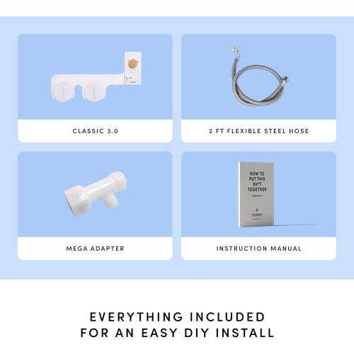 TUSHY Classic 3.0 Bidet Toilet Seat Attachment - A Non-Electric Self Cleaning Water Sprayer with Adjustable Water Pressure Nozzle, Angle Control & Easy Home Installation (White/Gunmetal)