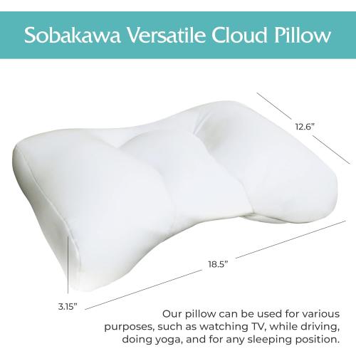 Sobakawa Cloud Pillow with Microbead Fill- Microbead Pillow- Contoured-Shaped Pillow for Neck and Head- Support Pillow for Sounder Sleep- Microbead Pillow for Sleeping- White