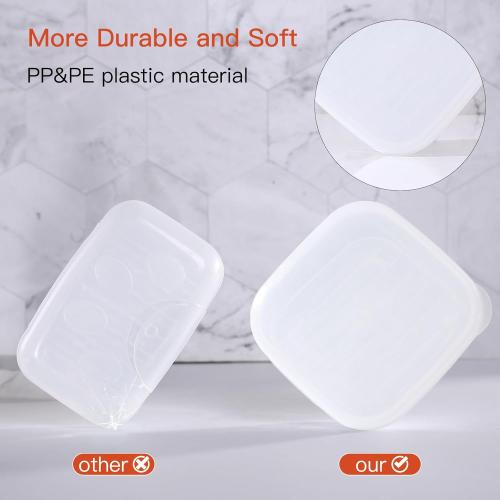 Clear 4.3x4.3x1.8 Quatish Leakproof Soap Dish with Lid, Shatterproof Travel Bar Soap Holder Case Container, Solid Shampoo Bar Holder, Portable Travel Size Toiletries Essentials for Camping, Gym, Bathroom, Clear