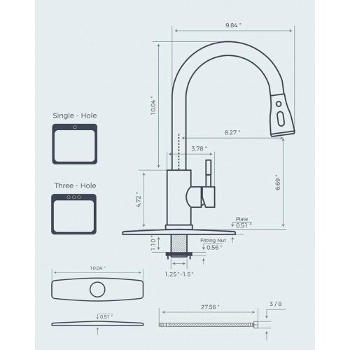 FORIOUS Gold Kitchen Faucet with Pull Down Sprayer, High Arc Single Handle Classic Stainless Steel Sink Faucet 1 or 3 Hole, Suitable for Farmhouse Camper Laundry Rv Bar