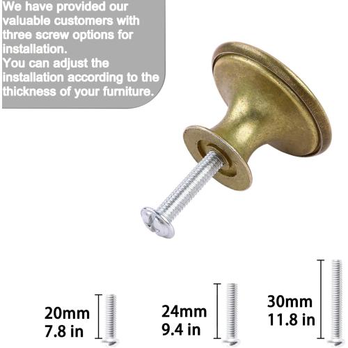 Pack of 6 Flat Round Shape Drawer Pulls Red Antique Brass Furniture Cupboard Zinc Alloy Dresser Knobs Door Window Pull Handles Cabinet Hardware for Closet Wardrobe Pulls with Screws