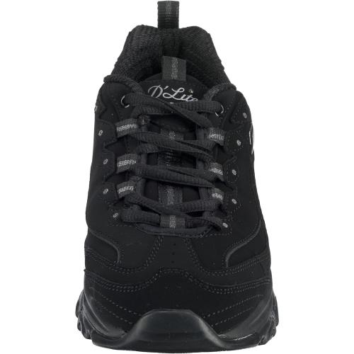 Size 6 color Black Skechers Women's D'Lites-Play on Fashion Sneaker