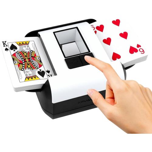 Card Shuffler Automatic 1-2 Deck Electric Shuffling Machine Portable with 2000mAh Rechargeable Battery Low Noise for Cards Game, UNO, Poker, Phase 10, Skip-Bo, Texas Hold'em, Blackjack