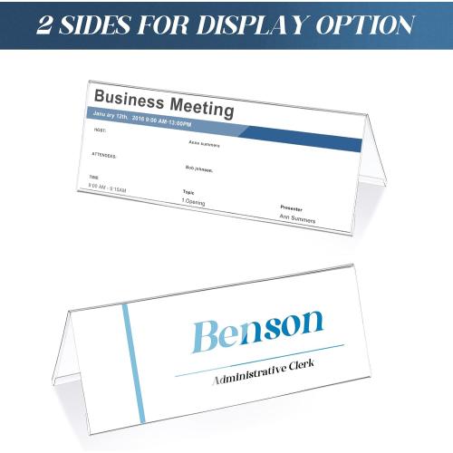 Vicenpal 15 Pieces Clear Plastic Name Tent Holders 11 x 4.25 Acrylic Name Plate for Desk PVC Card Tent Holder Desk Sign Frame for Table Office Business Conference Meeting Room School Display Stand