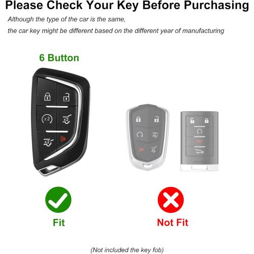 Leather Key Fob Cover, Compatible with 2020~up Cadillac Escalade CT4 CT5 CT6 XTS XT4 XT5 ATS etc, Retro Style Design Key Holder Protector(6 Button, Brown)