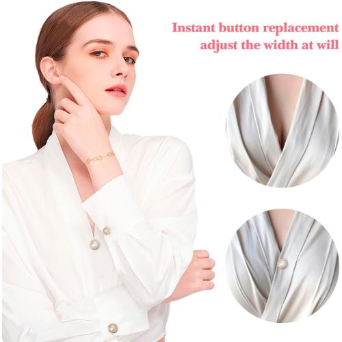 Tofficu 40Pcs No Sew Shirt Brooch Buttons Safety Pins Decorative Button Covers for Women Clothes Dresses Coats Alloy Pearl Anti-Exposed Button Replacements