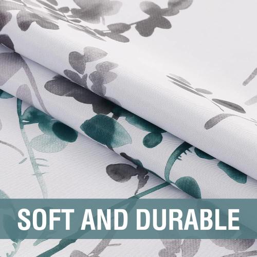 H.VERSAILTEX Valance for Kitchen Windows/Bathroom/Living Room/Bedroom Blackout Window Valance Thermal Insulated Rod Pocket Valance Curtains, 52 W x 18 L, 2 Panels, Floral Pattern in Grey and Teal