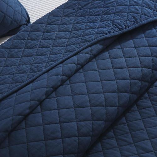 Cotton Quilt Bedding Sets Queen Size, 3 Pieces Reversible Lightweight Coverlets Comforters Bedspreads for All Seasons,Geometric Stitching Pattern,Navy Blue