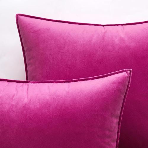 MIULEE Hot Pink Velvet Throw Pillow Covers 16x16 Soft Decorative Solid Square Cushion Cases Pack of 2 Modern Luxury Home Decor for Couch, Sofa, Bedroom