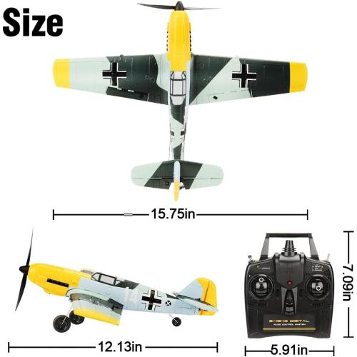 Remote Control Airplane BF109, 4 Channel RC Plane with 6-Axis Gyro, WW2 Warbird Aerobatic Park Flyer Gift for Adults & Kids