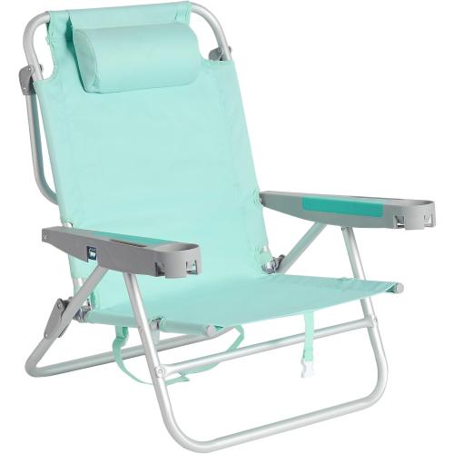 SUNNYFEEL 2pack Extra Wide Low Beach Chair 5 Position Lay Flat 500 LBS Heavy Duty, XL Oversized Portable Folding Camping Chairs with Cup Holder for Outdoor/Trip, Lightweight Backpack Beach Chair for Adults