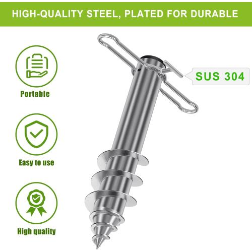 Dolibest Beach Umbrella Sand Anchor, Heavy-Duty Steel Beach Umbrella Holder with 3 Sleeves (Fits 1-2 Poles), Windproof Beach Umbrella Stake, Fully Welded Spiral Base Design for Ultimate Stability
