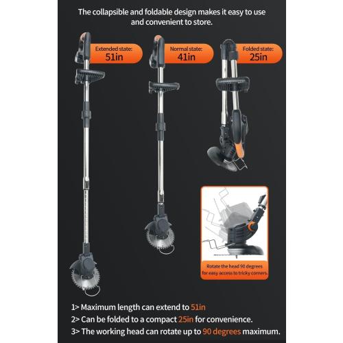 Cordless Weed Wacker,Electric Weed Eater,2 Batteries,Grass Trimmer Cordless,Black-A