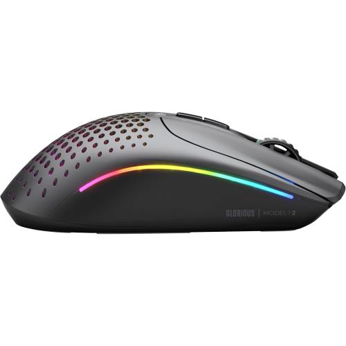 Glorious Gaming Model I 2 Wireless Gaming Mouse - Hybrid 2.4Ghz & Bluetooth, 75g Superlight, 9 Buttons (2 Swappable), RGB, PTFE Feet, MMO/MOBA/FPS, Long Battery Life, Side Thumb Rest - Black