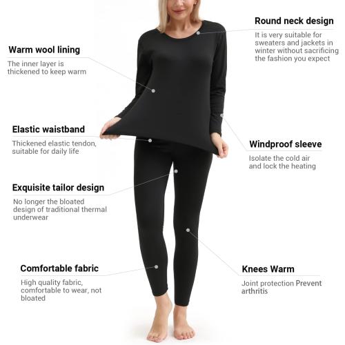 PISIQI Thermal Underwear Women Ultra-Soft Long Johns Set Base Layer Skiing Winter Warm Top & Bottom