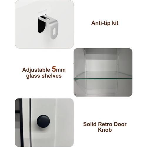 HAIOOU 67 Tall Bathroom Storage Cabinet with Light,11.8W Narrow Bathroom Cabinet with Adjustable Glass Shelves,Slim Freestanding Cabinet for Small Spaces,Skinny Cabinet for Kitchen,Living Room white