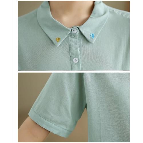 Size3XL -Women's Fashion Solid Button Down Shirts Lapel Short Sleeve Casual Cotton Linen Blouse Summer Cool Comfort Tops