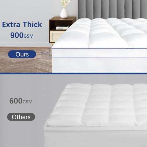 Milcabe Mattress Topper Queen College Dorm, Bed Topper Queen Cooling Mattress Pad Cover for College, Pillow Top Mattress Topper with Deep Pockets, Breathable Fluffy Fill Mattress Protector