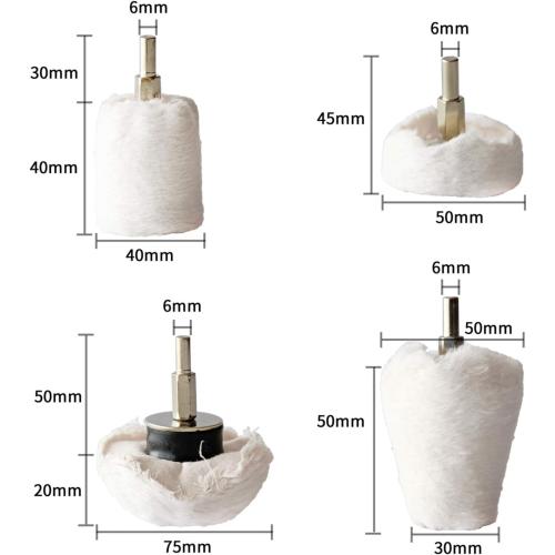 Polishing Pad Buffing Wheel Kit White Flannelette 12 Pack, for Drill for Metal Aluminum Stainless Steel Chrome Wood Plastic Ceramic Glass Woods Fabric Cotton Machine Jewelry etc