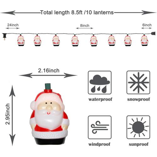 10 Light Santa Head Light Set - 8.5Ft Christmas Santa Claus Decorations String Lights with 10 Santa Claus Decorations Lights, Santa Claus Novelty Fairy Lights for Party Kid's Room Xmas Tree Decor